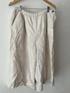 エリフェ　アイボリー リネン混紡 ガウチョパンツ