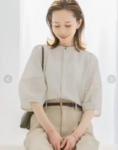 新品アーバンリサーチロッソウーマンUVカットウォッシャブルリネンシャツブラウス