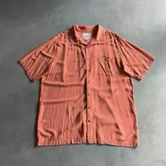 90s〜 USA label レーヨン オープンカラー シャツ 短丈 開襟 XL