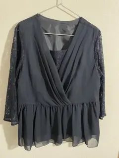 ネイビー　パンツドレス上下セット　4L