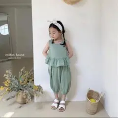 cotton house ノースリーブ・タンクトップとパンツセット M グリーン
