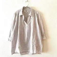 ☆【アーノルドパーマー】チュニックシャツ ブラウス スキッパーチェック柄7分袖Ｌ
