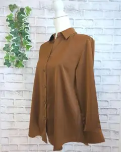 【UNIQLO】ユニクロ　レディース　長袖シャツ　サテン　L　大きめサイズ