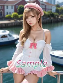 1点物 可愛い A4 AI 美女 ポスター 金髪 ギャル 巨乳 G105