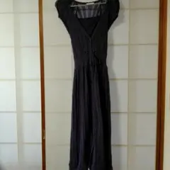 ダークパープル ニットワンピース 半袖