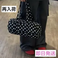 レディース　ドットバッグ　韓国バッグ　黒白ドット　水玉模様 ハンドバッグ 黒と白