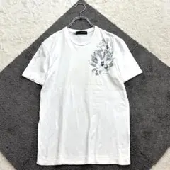 ディースクエアード【XS】白 花柄プリント Tシャツ 半袖 春夏 カジュアル