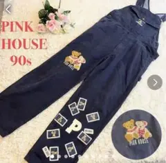 【美品】90s PINK HOUSEピンクハウス オーバーオール ベアー 刺繍