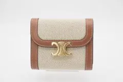 CELINE 三つ折り財布 スモール フラップウォレット ホワイト ブラウン 美