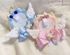 天使の翼　ロゼット 青　ブルー　ピンク　天使