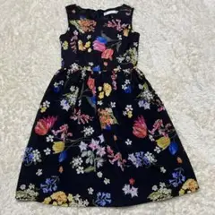 tocco トッコ　花柄ワンピース　ノースリーブ　フレア　ブラック M