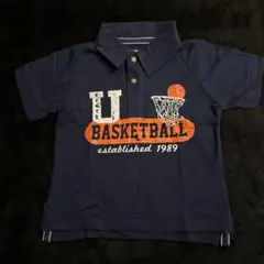 新品　バスケットボールプリント 襟付きTシャツ 18-24 90