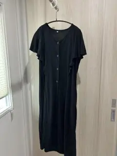 マタニティ　ワンピース　M 黒　フリル　半袖　夏　春　秋　新生児　出産準備　入院