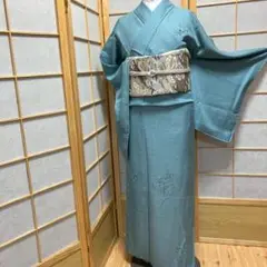 ［5485］色無地 訪問着 美品 中国三大刺繍 汕頭 幅広サイズ 正絹 着物 袷