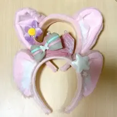 2セット まとめ売り 耳付きピンクカチューシャ 花モチーフ リーナベル風 可愛い