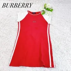 良品✨バーバリー 子供服 半袖ワンピース ワンピース 120㎝ 赤 スポーティー
