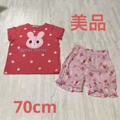 美品　ホットビスケッツ　ミキハウス　Tシャツ　ショートパンツ　うさぎ　70cm
