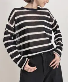 美品★アパルトモン ドゥーズィエムクラス NEW BORDER リブニット 美品☆アパルトモン ドゥーズィエムクラス NEW BORDER リブニット