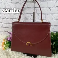 カルティエ マストライン ハンドバッグ C金具 フラップ ボルドー