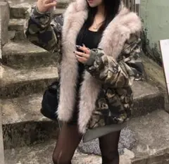 迷彩柄 ファー ジャケット ダウン アウター