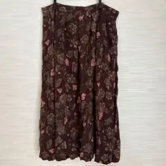 SAG HARBOR ダークブラウン 花柄 フレアスカート