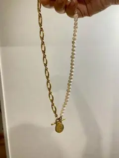 ラルフローレン　パールとゴールドチェーンネックレス