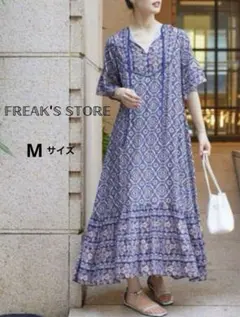 FREAK'S STORE フロントデザインエスニックプリントワンピース M