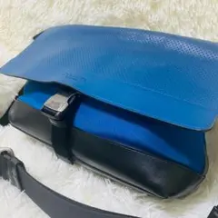 コーチ ショルダーバッグ 斜め掛け レザー ナイロン 青 F71968