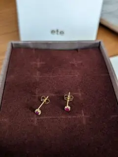 ete k18イエローゴールド ルビーピアス