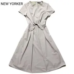 【美品】NEW YORKER　ワンピース 半袖 リボン ベルト 大きいサイズ