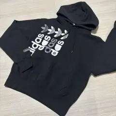 美品.adidas originals.プリントパーカー.裏起毛.XS.ブラック