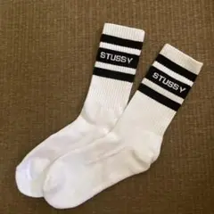 STUSSY ストライプソックス ホワイト/ブラック
