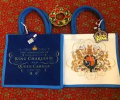 完売品、両面柄違い・チャールズⅢ世国王夫妻戴冠式 記念トート。リサイクル素材