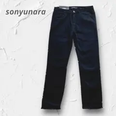 Y2962【ソニョナラ】 ブラックスリムフィットストレッチデニムパンツ XL