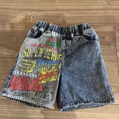 しまむら MARVEL コミックプリント ショートパンツ デニム 110サイズ