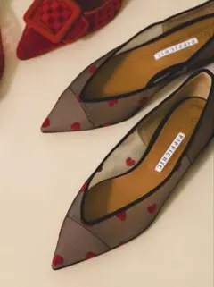 『極美品』ピッピシック　REMY ミュール　レース　ハート　リボン　フラット 極美品』ピッピシック REMY ミュール レース ハート リボン