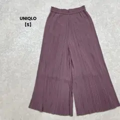 a875＊UNIQLO プリーツパンツ　くすみパープル【S】綺麗めカジュアル