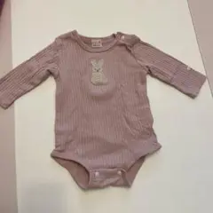 petit main ピンク うさぎ刺繍ロンパース 70