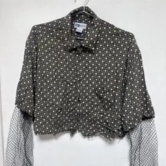 UNITE クロップドシャツ 幾何学模様 リメイクシャツ 柄シャツ メッシュ