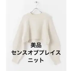 【美品】センスオブプレイス ストレッチアルパカアイレットショートセーター
