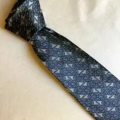 幾何学模様 ネクタイ 青とグレー