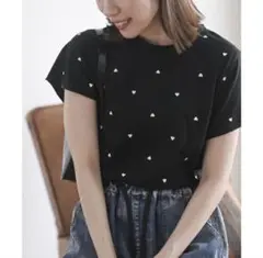 rps ハート柄 ブラック 刺繍Tシャツ