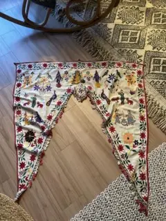 希少　超大判　タペストリー　トーラン　インド　刺繍　のれん　ヴィンテージ 希少 超大判 タペストリー トーラン インド 刺繍 のれん