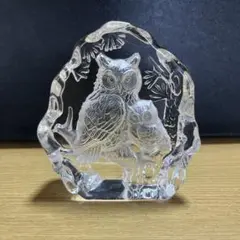 フクロウのガラス置物
