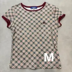 バーバリーブルーレーベル ノバチェック Tシャツ リンガー M