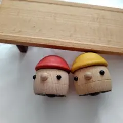 木製 こまむぐ どんぐりころころ　どんぐりひのき2体、坂道（小）セット