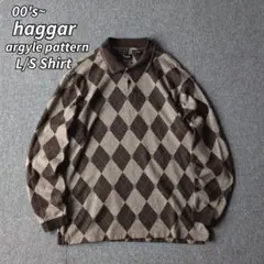 00s~ haggar 長袖 シャツ ポロシャツ アーガイル 古着 L