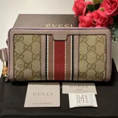 未使用に近い‼️ グッチ 財布 長財布 シェリーライン ラウンドファスナー