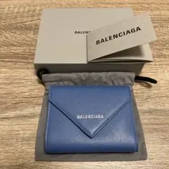美品 バレンシアガ ペーパー コンパクト ウォレット 三つ折り財布 レザー
