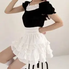 ティアードフリルミニスカート ホワイト NICECLAUP